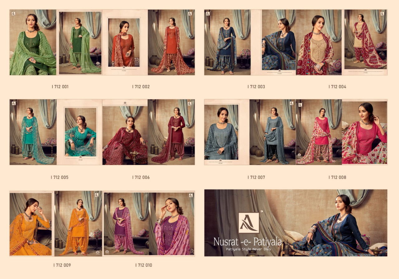 Alok Nusrat E Patiyala 7 Latest Fancy Designer Casual Wear Jam Cotton Keavy Punjabi Style Patiala Dress Material Collection
